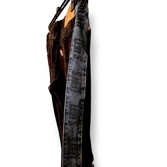 Levi's Jeans Mens 34 Lo-Ball Big E Stacked Slim Tapered Logo Distressed Black - Picture 5 of 7